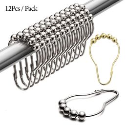 Gordijn Polen 12 stksset Rvs Haken Bad Rollerball Douche Ringen 5 Rollen Gepolijst Satijn Nikkel Bal 230613