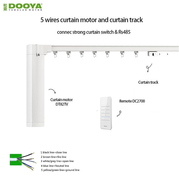 Tringles à rideaux DOOYA moteur électrique DT82TV 110-240V RS485 contact sec Moteur de rideau motorisé silencieux rail de rail de rideau électrique motorisé 230626