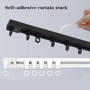 Curtain Poles Strong Self Adhesive Curtain Track Without Punching Nano Silent Sliding Track Top Mounted Side Mounted Window Decor Accessorie 230725
