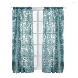 Cortina Poliéster Estampado floral Ventana Sombra Opaca Dormitorio Sala de estar (Verde)