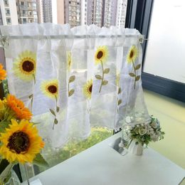 Cortina Pom girasol bordado cortinas cortas para baño cocina nivel granja borla gabinete café cortinas Decoración