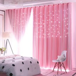 Rideau de style princesse coloré étoiles à double couche rideaux de la fenêtre de la chambre pour enfants pour le salon rideau de la chambre de la chambre de la fille 230626