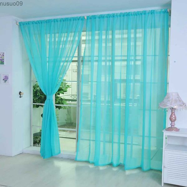 Cortina de color puro para boda, gasa de cristal transparente para ventana, color de gasa, acabado, cortinas para dormitorio