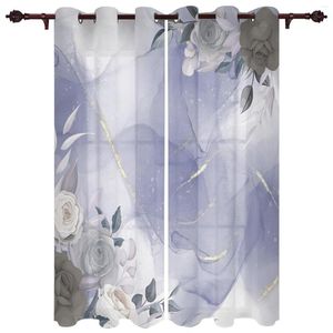 Rideau violet marbre abstrait fleur fenêtre rideaux pour salon cuisine cantonnières mode chambre