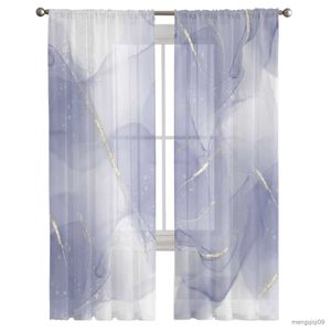 Gordijn Paars Marmer Abstract Tule Gordijnen voor Woonkamer Slaapkamer Decoratie Chiffon Pure Keuken Gordijn Gordijnen