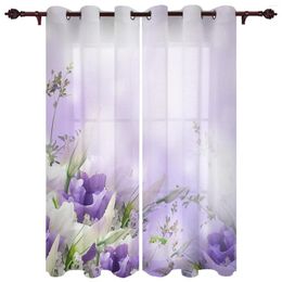 Cortina púrpura planta flor ventana dormitorio sala de estar cortinas cocina decoración persianas