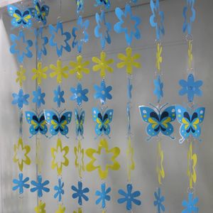 Rideau de porte en plastique PVC, dessin animé, paillettes papillon bleu, décorations de chambre d'enfants, cloison colorée 231101