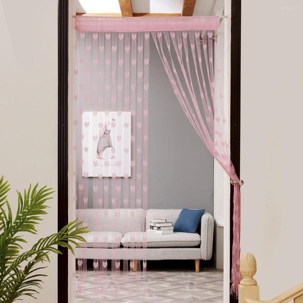 Cortina confeccionada con cuerdas para dormitorio, cortinas con forma de corazón, tul romántico para ventana, sala de estar, puerta, pared, cocina, W1m, H2m