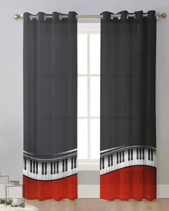 Gordijn rode en zwarte piano sleutels pure gordijnen voor woonkamer raam transparante voile tule cortinas gordijnen huisdecoratie