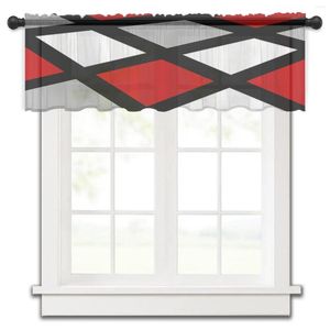 Rideau rouge noir gris géométrique carré tringle de poche demi-rideau court pour cuisine porte drapé café petite fenêtre voilages