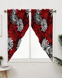 Rideau rouge noir blanc fleur chrysanthème traitements de fenêtre rideaux pour salon chambre décor à la maison triangulaire