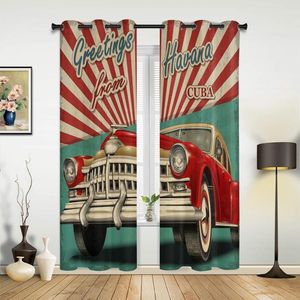 Cortina roja para coche, cortinas Retro para dormitorio, sala de estar, cocina, ventana para niños, decoración moderna para el hogar