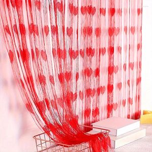 Gordijn Rood Liefde Hart Deur String Lijn Kwastje Voor Bruiloft Verjaardag Valentijnsdag Thuis Kamer Raamdecoratie Accessoires