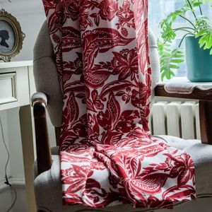 Rideaux imprimés rouges, draperies de fenêtre florales en coton et lin, décoration traditionnelle chinoise pour cuisine, salon et chambre à coucher
