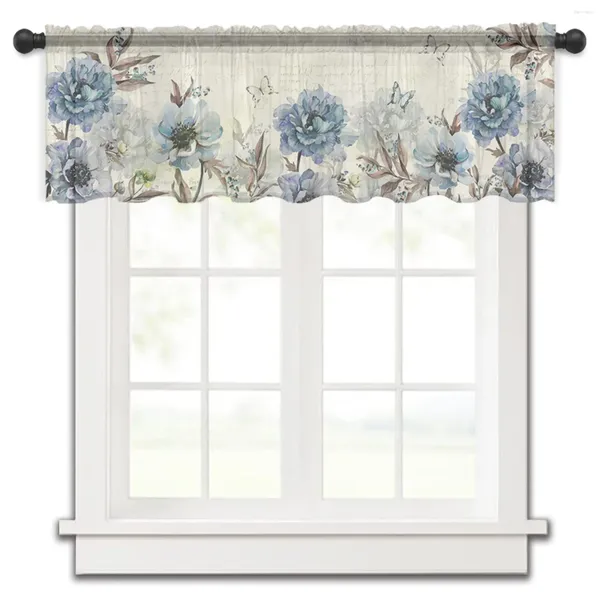 Rideau rétro Floral papillon, petite cantonnière de fenêtre, pure, courte chambre à coucher, décoration de maison, draperies en Voile
