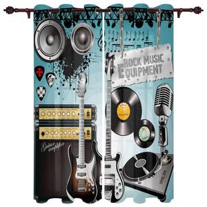 Rideau Rock musique haut-parleur guitare rideaux pour salon moderne fenêtre chambre cuisine enfant traitements