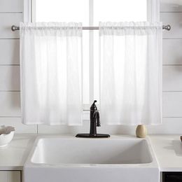 Gardinenstangen-Typ, einfarbig, Voile, weiß, transparente Vorhänge für Wohnzimmer, Schlafzimmer, Küche, dekorative Tür, Fenster, Tüllvorhänge