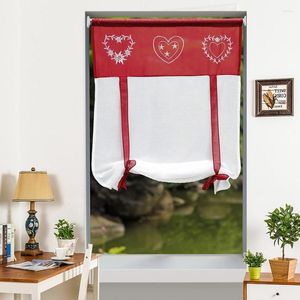 Rideau Roman Broidered Heart Design Sheer Window Tulle Curtains pour la cuisine Salon Voile Crocher Panneau Drape