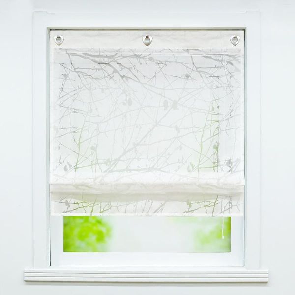 Cortina romana Wintersweet con estampado Floral, ventana transparente para cocina, sala de estar, Panel de proyección de gasa con ganchos en forma de U