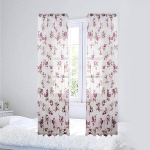 Rideau Transparent à fleurs de roses, Voile Floral, draperies de salon, chambre de fille, voilages féeriques, décoration de maison