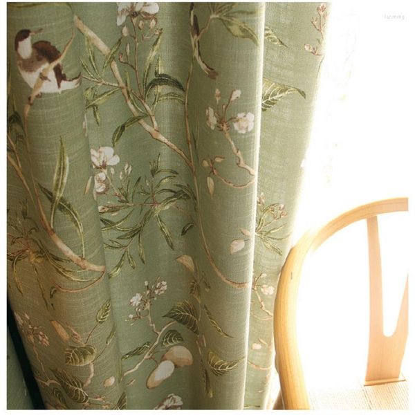 Rideau rideaux ruraux pour salon salle à manger chambre à coucher Style campagnard américain fleur oiseau coton et lin tissu personnalisation