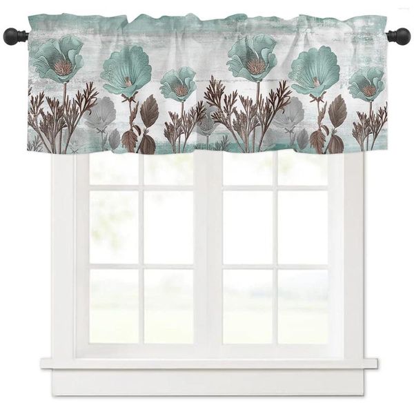 Cortina rústica Vintage con plantas florales, Cortinas abstractas para ventana de cocina, decoración del hogar, Cortinas pequeñas para sala de estar y dormitorio