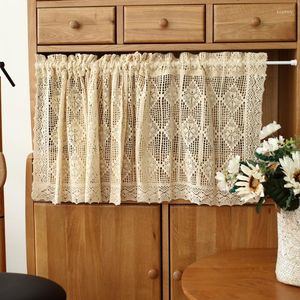 Rideau Rustique Style Vintage Coton Crochet Court Beige Couleur Armoires de Cuisine