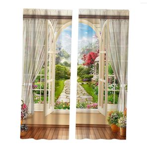 Rideau rustique fenêtre rideaux décoration jardin paysage ferme chambre rideaux pour salon cuisine salle de bain