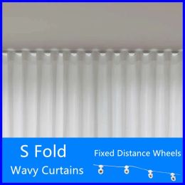 Rideaux Spold rideaux ondulés super doux Snow Pure White Window Wave Wave Rideaux pour le salon