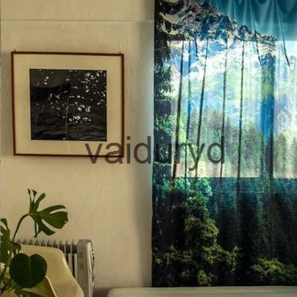 Rideaux en Tulle transparent avec motif d'arbre de paysage, pour décoration de salon, chambre à coucher, voile de cuisine, perméable à la lumière