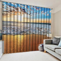 Cortina Seaside Waves 3d Cortinas Ventana Blackout Juego de lujo para dormitorio Sala de estar Oficina El