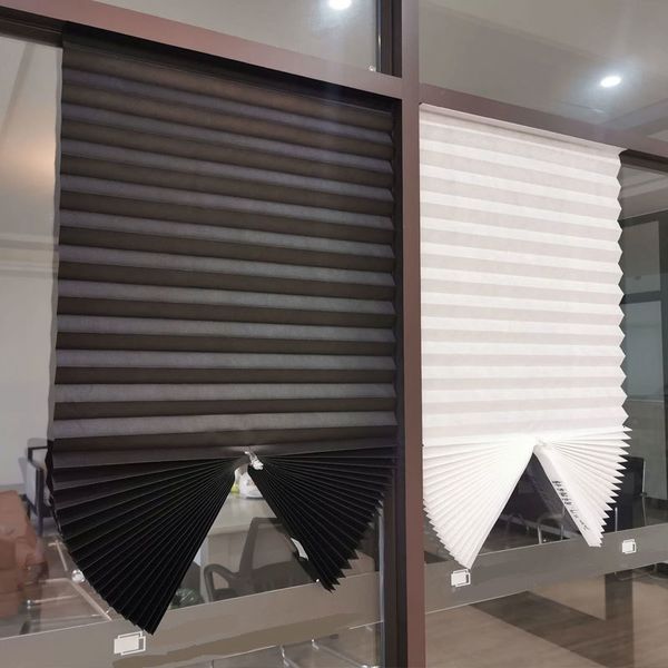 Cortina persianas plisadas autoadhesivas, cortinas opacas para ventanas, dormitorio, sala de estar, balcón, persianas para la puerta de la ventana del hogar 230510