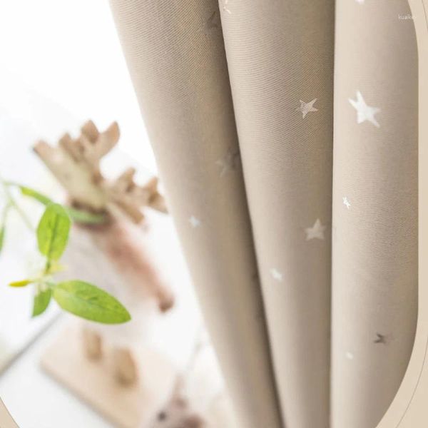 Instalación de sombreado de cortinas, cortinas para habitación de niños, princesa, viento, estrella plateada, para sala de estar, comedor y dormitorio