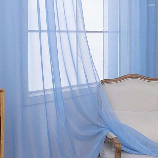 Cortina Cortinas transparentes Fácil de instalar Llamativo Terileno Ventana delgada Gasa Decoraciones ligeras Accesorios de dormitorio