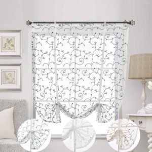 Cortina transparente cortinas Floral cocina tul romano Fujiman bordado ventana ciega tratamiento gasa