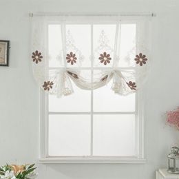 Cortina transparente decorativa hermosa poliéster bordado flor ventana tul cortina decoración del hogar Accesorios suministros