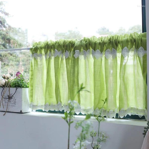 Curtain Cuisine courte avec en dentelle en tulle petite fenêtre rideaux de fenêtre monochromatique Cafe Valance Cafe Home El Decoration