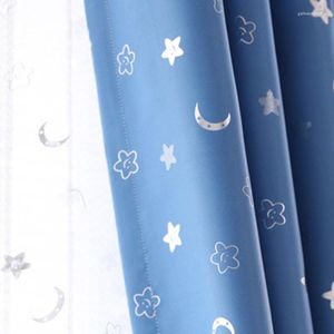 Gordijn Silver Star Moon Blue -out gordijnen voor kinderkamer Cartoon roze kinderen woonvenster Graps ZH046H