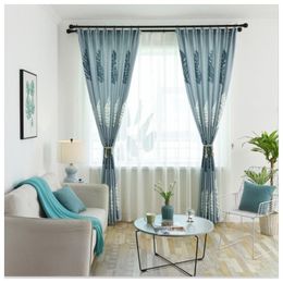 Rideau Simple et rideaux pour salon chambre moderne Style nordique lin grande feuille coton impression étude flottant