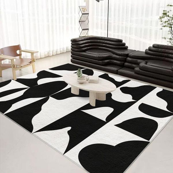 Rideau Simple El Moelleux Tapis Salon Table Basse Tapis Haute Qualité Noir Et Blanc Chambre Tapis De Chevet Salle De Bains Tapis Antidérapant