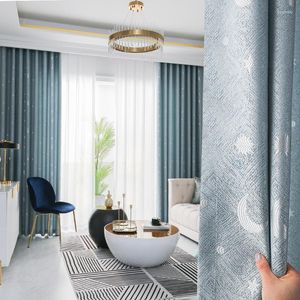 Gordijn eenvoudige moderne black -out gordijnen voor woonkamer roze blauwe ster maan diamant katoen linnen jacquard tule tule aanpasbaar