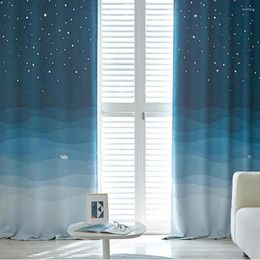 Gordijn Simple Modern Blue Deep Sea Vessel Patroon Slaapkamer Black -out Gordijnen Holle sterrenhemel Sky Design Geisoleerden Gordijnen voor woonkamer