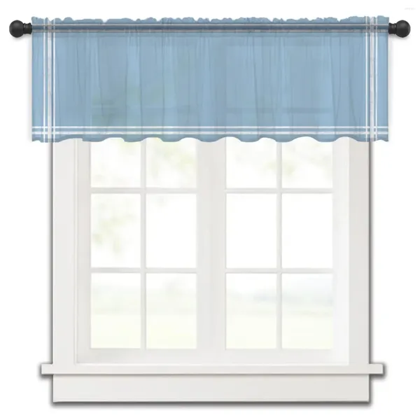 Cortina azul cielo, cortinas transparentes cortas de tul para ventana, para cocina, dormitorio, decoración del hogar, cortinas pequeñas de gasa