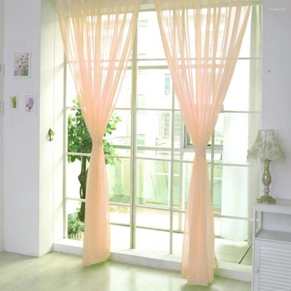 Cortinas de puerta pequeñas, 1 Uds., Panel de cortina de ventana de tul de Color, bufanda transparente, refrigeración de habitación