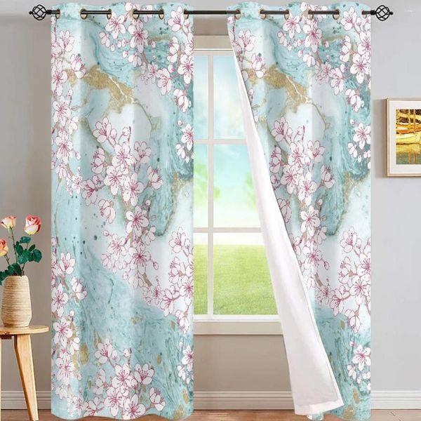 Cortina Pequeña Floral Blackout Seda Tela De Satén Cortinas Aislamiento Suave Agradable Para La Piel Protección Solar Sala De Estar Cocina Dormitorio Cortinas