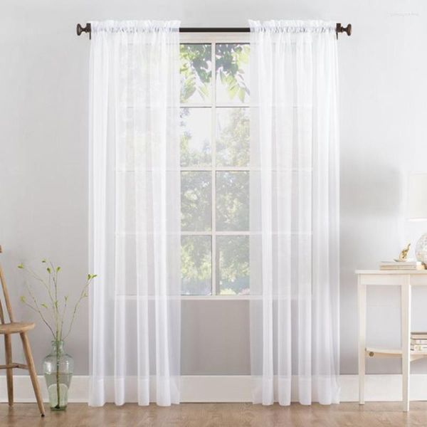 Rideau doux respirant fenêtre rideaux Semi-ombrage Voile transparent pour chambre cuisine salon étude