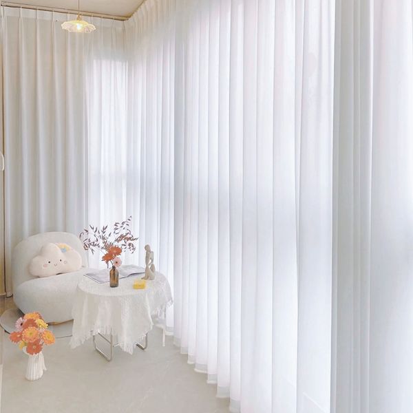 Rideau Voile blanc doux rideaux transparents pour fenêtre de salon couleur unie Tulle chambre rideaux de mariage décor à la maison personnaliser 230922