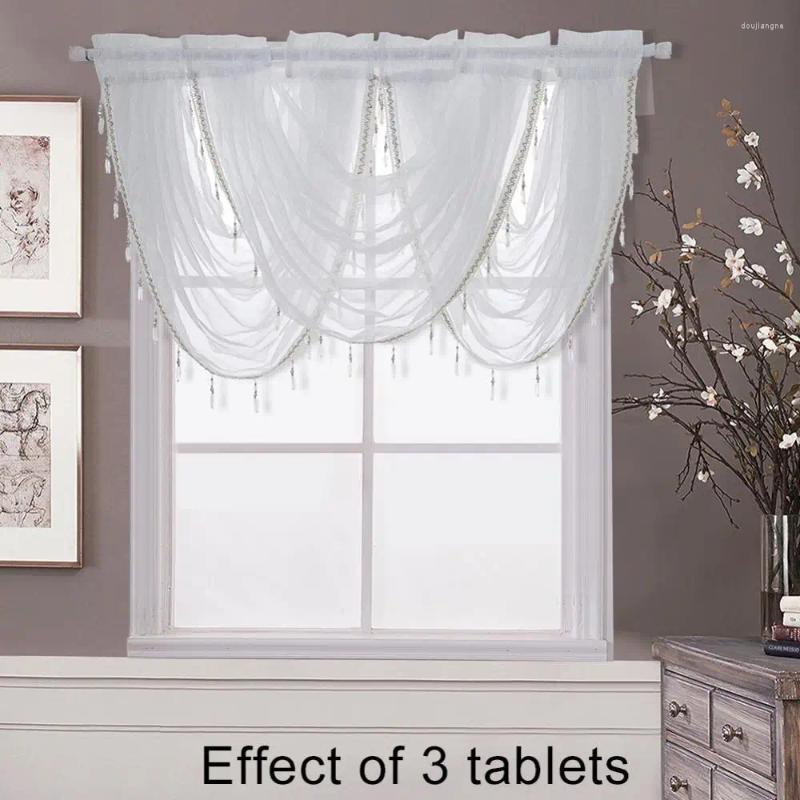 Cortina de cor sólida semicírculo cozinha janela curta valência cortina decoração para casa