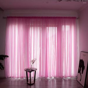 Rideau couleur unie transparent pour salon fenêtre chaîne rideaux chambre drapé panneau Tulle traitements 100x200/200x270cm