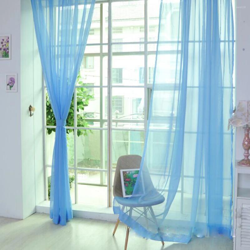 Cortina de cor sólida cortinas de tule de quarto caseiro decoração de casamento transparente de vidro de vidro janela de vidro Voile